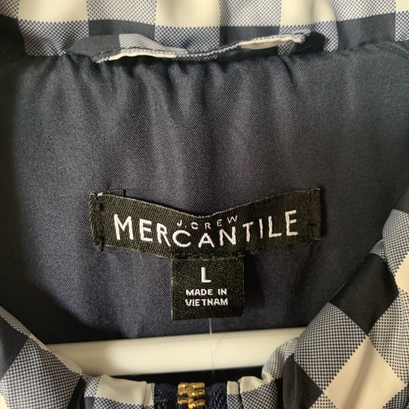 J Crew Mercantile puffer vest in blue gingham - Picture 2 of 4